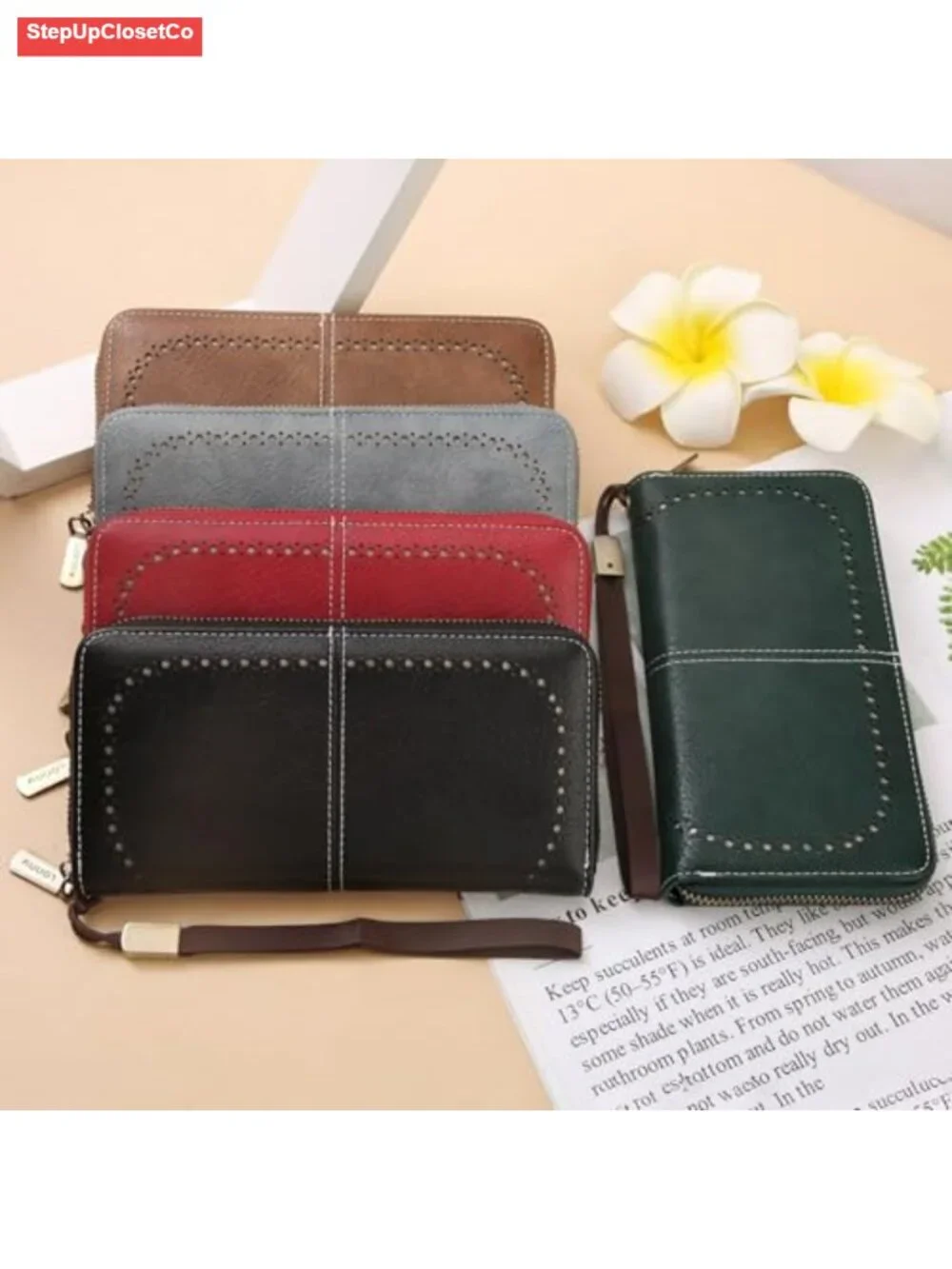 Women's RFID Blocking Zip Around Wristlet Clutch Wallet with Detachable Strap
